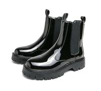 LMUIPMAA Herren Chelsea Boots Plateau Arbeitsstiefel Reißverschluss Leder High Top Motorradstiefel,Schwarz,40 EU