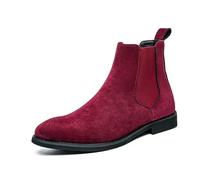 LMUIPMAA Herren Chelsea Stiefel Leichte Chukka Stiefeletten Wildleder Bequeme Slip on Männer Stiefeletten,Rot,46 EU