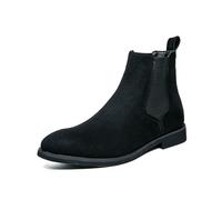 LMUIPMAA Herren Chelsea Stiefel Leichte Chukka Stiefeletten Wildleder Bequeme Slip on Männer Stiefeletten,Schwarz,46 EU