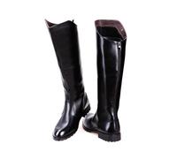 LMUIPMAA Herren Cosplay Stiefel Zip Up Knie Hoch Patrol Stiefel Reiterin Reiten Hohe Stiefel Kostüm Schuhe,Schwarz,38 EU