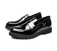 LMUIPMAA Herren Freizeitfahrerschuhe Lackleder Loafers Penny Formelle Smokingschuhe Business-Party Lederschuhe,Schwarz,38 EU