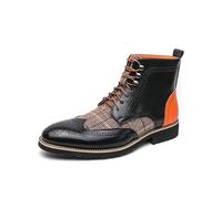 LMUIPMAA Herren-Leder Formal Vintage-Schnürer Oxford Brogue Stiefel,Schwarz,40 EU