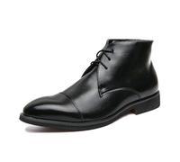 LMUIPMAA Herren Leder Oxford-Stiefel Reißverschluss Stiefeletten Derby Kurzschaft Stiefel,Schwarz,48 EU