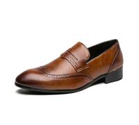 LMUIPMAA Herren Penny Loafers Freizeit-Slipper und Hochzeitsschuhe für Herren,Braun,46 EU