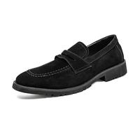 LMUIPMAA Herren Penny Slip-On Loafer Wildleder Tuxedo Abendkleid Schuhe Party Ball Hochzeit Schuhe,Schwarz,45 EU