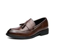 LMUIPMAA Herren Quasten Mokassins Slip-On Penny Flats Rauchende Loafer für Business Casual Kleid Abschlussball Party,Braun,39 EU