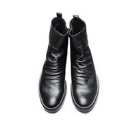 LMUIPMAA Herren Stiefel Chelsea Boots Lederstiefel Mit Doppeltem Seitlichem Reißverschluss rutschfeste Stiefel,Schwarz,42 EU