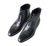 LMUIPMAA Männer Formale Business Schnürstiefel mit Seitlichem Reißverschluss Chukka Stiefeletten Casual Oxfords Bottine,Schwarz,42 EU