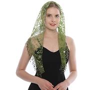 LMVERNA Dreieckiger Mantilla-Schleier aus Tüll, für Kirche, Hochzeit, Brautjungfern, Grün, Medium