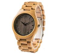 LMWOOD Herren-Holzuhr Persönliche Holzuhren für Männer Geburtstagsgeschenke Ehemann Beste Freundin Analoge Bambus Armbanduhr 45mm