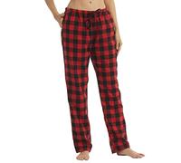 LNFINTDO 1-2er Pack Schlafanzughose Damen Frauen Flanell Karierte Weiche Pyjamahose Lounge Hosen Fleece Lounge Nachtwäsche mit Taschen