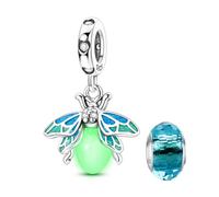 LNQOBU 925 silber Glow in the Dark Glühwürmchen Charms Anhänger,Farbwechselndes Chamäleon Charms Bead Charms Geeignet für Damenarmbänder und Halsketten