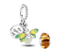 LNQOBU 925 silber Glow in the Dark Glühwürmchen Charms Anhänger,Farbwechselndes Chamäleon Charms Bead Charms Geeignet für Damenarmbänder und Halsketten