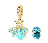 LNQOBU 925 silber Glow in the Dark Glühwürmchen Charms Anhänger,Farbwechselndes Chamäleon Charms Bead Charms Geeignet für Damenarmbänder und Halsketten