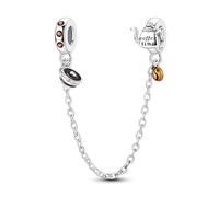 LNQOBU 925 Sterling Silber Armband Sicherheitsketten-Charm,Herz Silikon Stopper Verschluss Clip Bead Charm Kompatibilität Pandora Armbänder