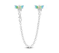 LNQOBU 925 Sterling Silber Armband Sicherheitsketten-Charm,Herz Silikon Stopper Verschluss Clip Bead Charm Kompatibilität Pandora Armbänder