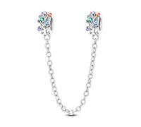 LNQOBU 925 Sterling Silber Armband Sicherheitsketten-Charm,Herz Silikon Stopper Verschluss Clip Bead Charm Kompatibilität Pandora Armbänder