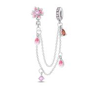 LNQOBU 925 Sterling Silber Armband Sicherheitsketten-Charm,Herz Silikon Stopper Verschluss Clip Bead Charm Kompatibilität Pandora Armbänder