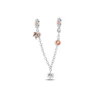 LNQOBU 925 Sterling Silber Armband Sicherheitsketten-Charm,Herz Silikon Stopper Verschluss Clip Bead Charm Kompatibilität Pandora Armbänder