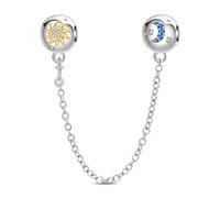 LNQOBU 925 Sterling Silber Armband Sicherheitsketten-Charm,Herz Silikon Stopper Verschluss Clip Bead Charm Kompatibilität Pandora Armbänder
