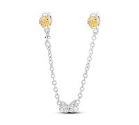 LNQOBU 925 Sterling Silber Armband Sicherheitsketten-Charm,Herz Silikon Stopper Verschluss Clip Bead Charm Kompatibilität Pandora Armbänder