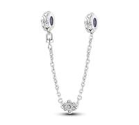 LNQOBU 925 Sterling Silber Armband Sicherheitsketten-Charm,Herz Silikon Stopper Verschluss Clip Bead Charm Kompatibilität Pandora Armbänder