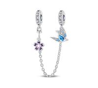 LNQOBU 925 Sterling Silber Armband Sicherheitsketten-Charm,Herz Silikon Stopper Verschluss Clip Bead Charm Kompatibilität Pandora Armbänder