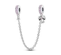 LNQOBU 925 Sterling Silber Armband Sicherheitsketten-Charm,Herz Silikon Stopper Verschluss Clip Bead Charm Kompatibilität Pandora Armbänder