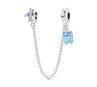 LNQOBU 925 Sterling Silber Armband Sicherheitsketten-Charm,Herz Silikon Stopper Verschluss Clip Bead Charm Kompatibilität Pandora Armbänder