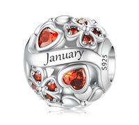 LNQOBU Birthstone Charms für Pandora Armbänder, 925 Sterling silber Herzförmiger Glücksklee-Charme Perlen Liebesherz Anhänger,Geburtstags geschenke für Frauen