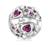 LNQOBU Birthstone Charms für Pandora Armbänder, 925 Sterling silber Herzförmiger Glücksklee-Charme Perlen Liebesherz Anhänger,Geburtstags geschenke für Frauen