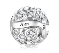 LNQOBU Birthstone Charms für Pandora Armbänder, 925 Sterling silber Herzförmiger Glücksklee-Charme Perlen Liebesherz Anhänger,Geburtstags geschenke für Frauen