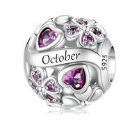 LNQOBU Birthstone Charms für Pandora Armbänder, 925 Sterling silber Herzförmiger Glücksklee-Charme Perlen Liebesherz Anhänger,Geburtstags geschenke für Frauen