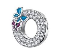 LNQOBU Buchstabe Charm 925 Sterling-Silber Alphabet Charms Anhänger Intarsien Schmetterling Bead für Europäischen Armband und Halskette