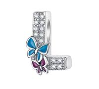 LNQOBU Buchstabe Charm 925 Sterling-Silber Alphabet Charms Anhänger Intarsien Schmetterling Bead für Europäischen Armband und Halskette
