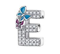 LNQOBU Buchstabe Charm 925 Sterling-Silber Alphabet Charms Anhänger Intarsien Schmetterling Bead für Europäischen Armband und Halskette