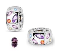 LNQOBU Clip/Stopper Charms für Armband 925 Sterlingsilber Pave Cubic Zirkonia Charm Bead Star Moon Charme Blauer Schmetterling Charm Schmuck Geschenk für Frauen