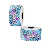 LNQOBU Clip/Stopper Charms für Armband 925 Sterlingsilber Pave Cubic Zirkonia Charm Bead Star Moon Charme Blauer Schmetterling Charm Schmuck Geschenk für Frauen