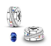 LNQOBU Clip/Stopper Charms für Armband 925 Sterlingsilber Pave Cubic Zirkonia Charm Bead Star Moon Charme Blauer Schmetterling Charm Schmuck Geschenk für Frauen