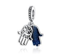 LNQOBU Hand der Fatima Charms Anhänger 925 Sterlingsilber Sport Fußball Charms für Armbänder Halskette Kmpatibel mit Europäischen Armbändern