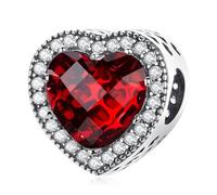 LNQOBU Murano Glas Charms-Anhänger 925 Sterling Silber,Charms für Armbänder,Rosa Liebe Herz,Rote Runde Perle Charm passen Frauen Armbänder/Halskette Schmuck Geschenke