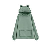 LNYSOTX Frosch Hoodie Sweatshirt Reißverschluss Mund für Frauen Teenager Mädchen, Grün, XXL