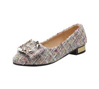 Loafer Damen Karierte Kleid Schuhe Flat Ballerinas Flache Ballerina Schuhe Mary Jane Halbschuhe Party Hochzeitsschuhe Brautschuhe Elegant Damenschuhe Slip On Pumps Freizeitschuhe