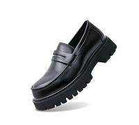 Loafer Damen Schwarz, Mary Jane Schuhe Damen, Chunky Loafers Loafer Mit Absatz Plateau Plateauschuhe Platform Shoes Lolita Halbschuhe Lackschuhe Pumps Breite Füße Schwarz 46