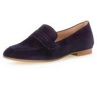 Loafer GABOR, Damen, Gr. 38, blau (dunkelblau), Ziegenveloursleder, unifarben, Schuhe Loafer, Slipper,Businessschuh mit dezentem Blockabsatz (79211211-38)