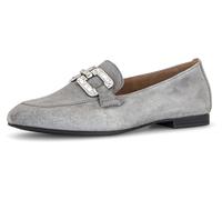 Loafer GABOR, Damen, Gr. 38, grau, Ziegenveloursleder, Schuhe Loafer, Slipper, Festtagsschuh, Schlupfschuh mit edlem Schmuckelement (24832356-38) grau