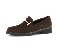 Loafer GABOR, Damen, Gr. 41, braun (dunkelbraun), Ziegenveloursleder, unifarben, Schuhe Loafer, Blockabsatz, Slipper, Businessschuh mit edler Zierspange- (21369860-41)