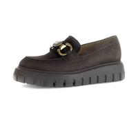 Loafer GABOR, Damen, Gr. 42, braun (dunkelbraun), Ziegenveloursleder, unifarben, Schuhe Loafer, Plateau, Slipper, Businessschuh mit Zierschnalle und Schmuckstein (87950851-42)