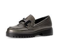 Loafer GABOR "FLORENZ", Damen, Gr. 40, grau, Glattleder, unifarben, Schuhe Loafer, Blockabsatz, Slipper, Businessschuh in Bequemweite G (= weit) (33073335-40)