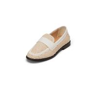 Loafer MARC O'POLO "aus luftigem Raffiabast mit Leder", Damen, Gr. 36, beige (grau silk), Obermaterial: 80% Polyester, 20% Leder, unifarben, Schuhe Loafer (44758549-36) grau silk